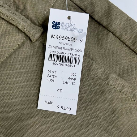 Reyn Spooner Mens Chinos Shorts Khaki Tan Herringbone Flat Front Pockets 40 New - Picture 10 of 12